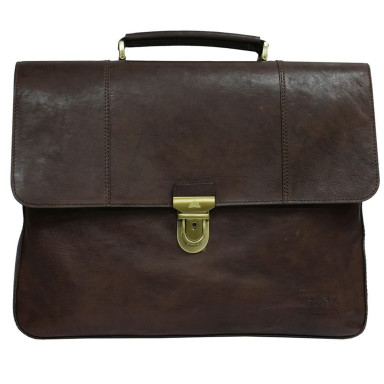 Leather briefcase Varsavia 9943 caffe brown