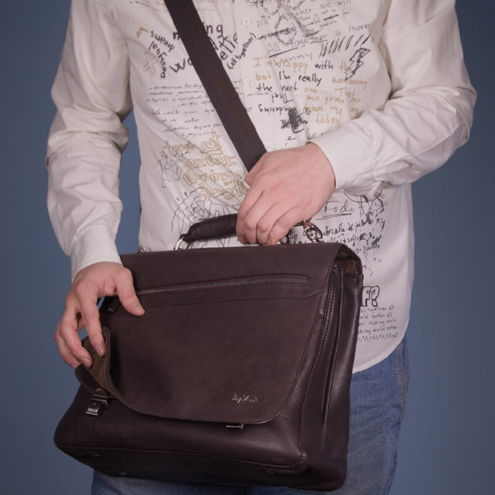 Шкіряний портфель Contatto 9124-40 moro коричневий