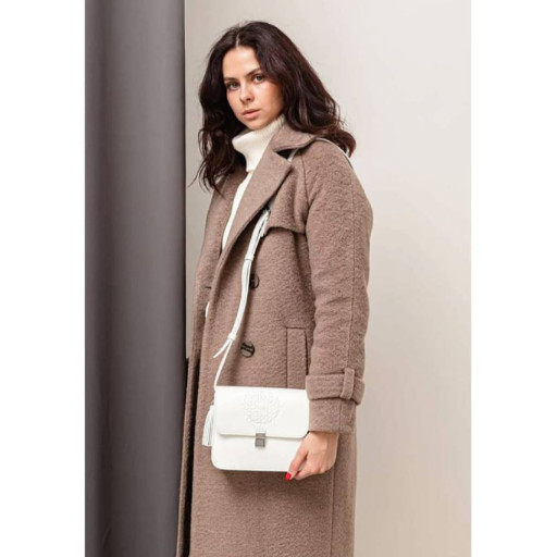 Шкіряна жіноча бохо-сумка Лілу біла