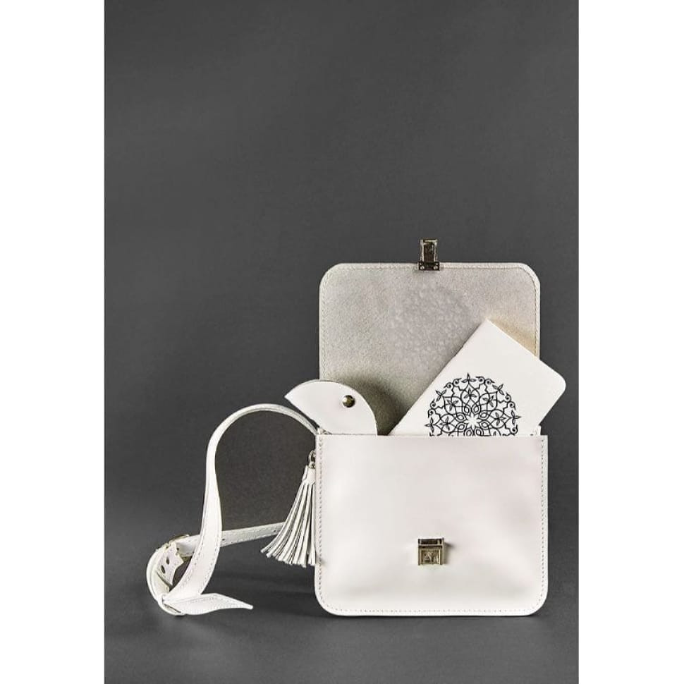 Шкіряна жіноча бохо-сумка Лілу біла