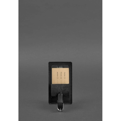 Шкіряна бирка для багажу 3.0 Чорна Crazy Horse