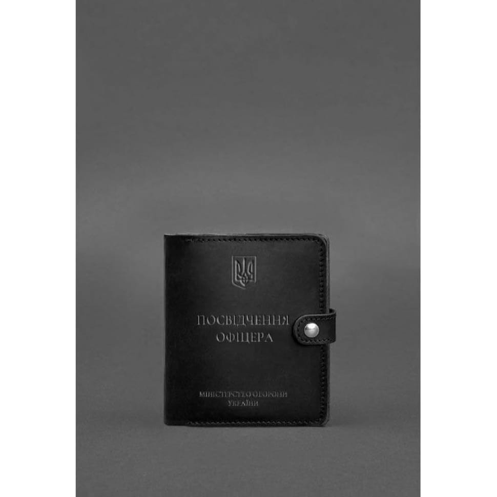 Кожаная обложка-портмоне для удостоверения офицера 11.0 черная Crazy Horse