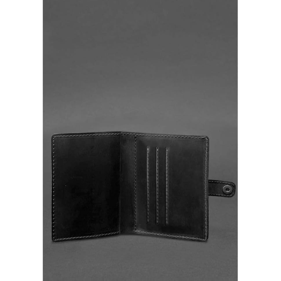 Кожаная обложка-портмоне для удостоверения офицера 11.0 черная Crazy Horse