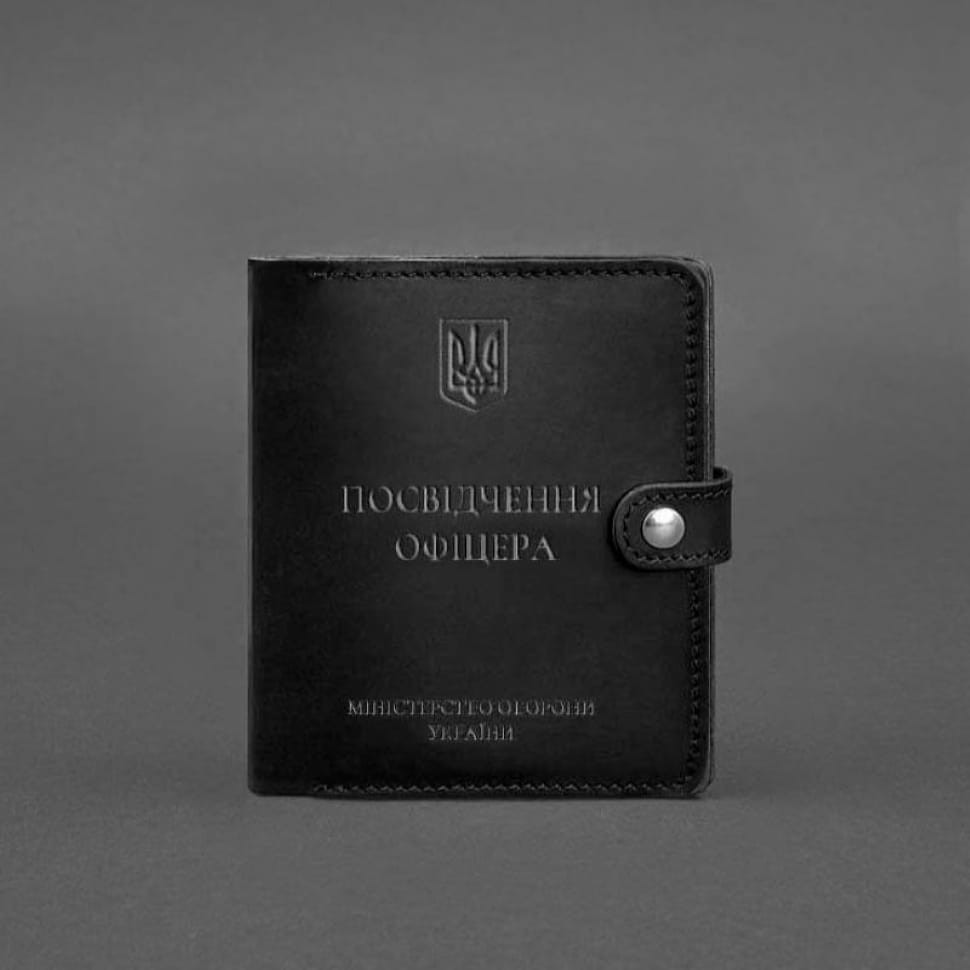 Кожаная обложка-портмоне для удостоверения офицера 11.0 черная Crazy Horse