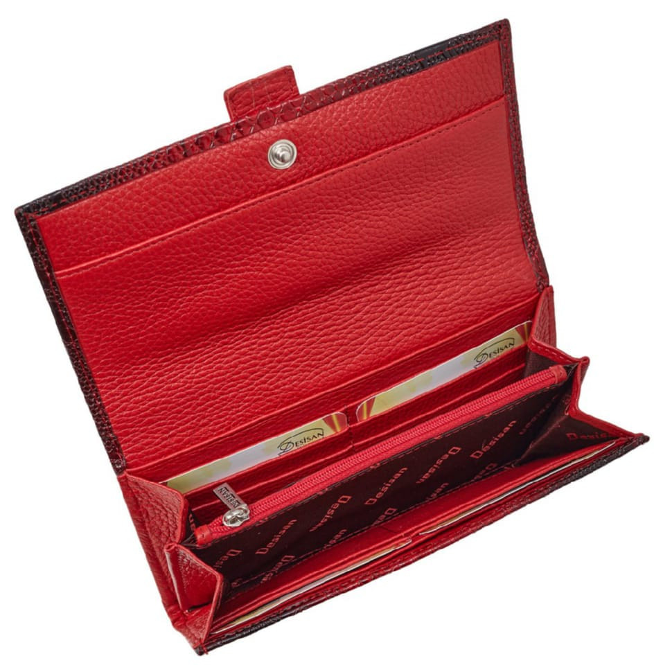 Кошелек женский кожаный Desisan 958-500 красный узор
