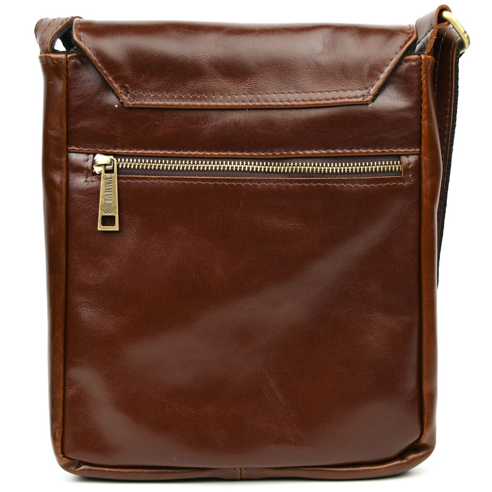 Mens leather shoulder bag GX-1302-3md TARWA chocolate