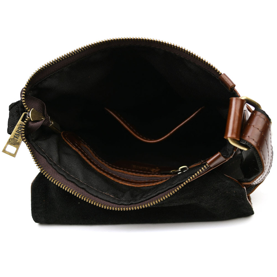 Mens leather shoulder bag GX-1302-3md TARWA chocolate