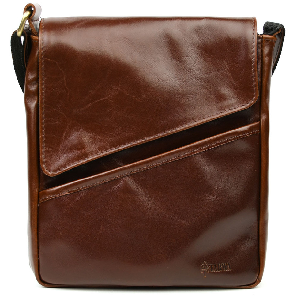 Mens leather shoulder bag GX-1302-3md TARWA chocolate