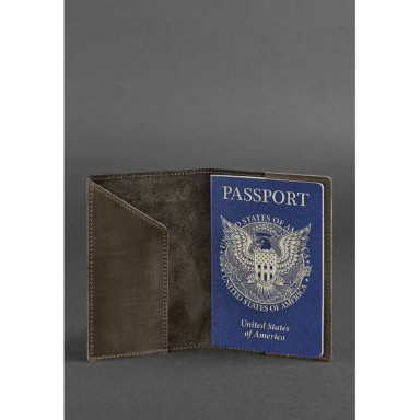 Leather passport cover with American coat of arms dark brown