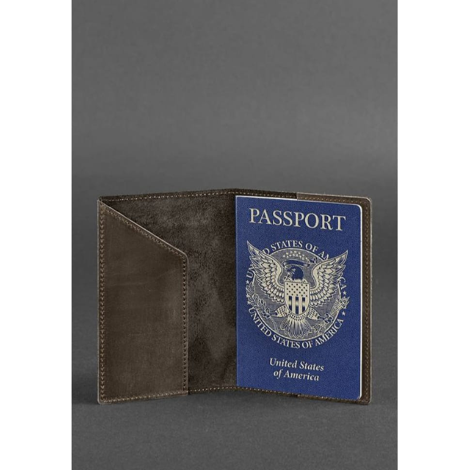 Leather passport cover with American coat of arms dark brown
