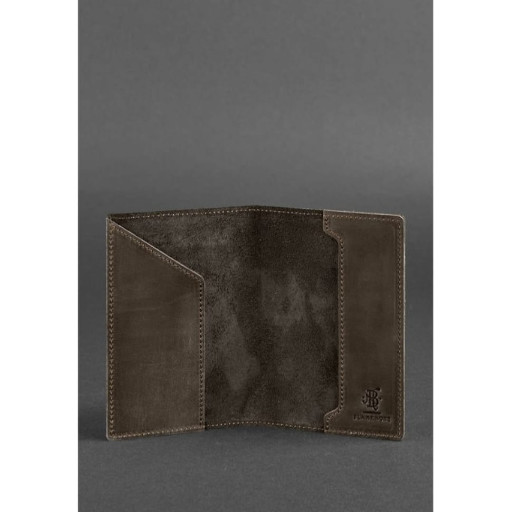 Шкіряна обкладинка для паспорта з американським гербом темно-коричнева