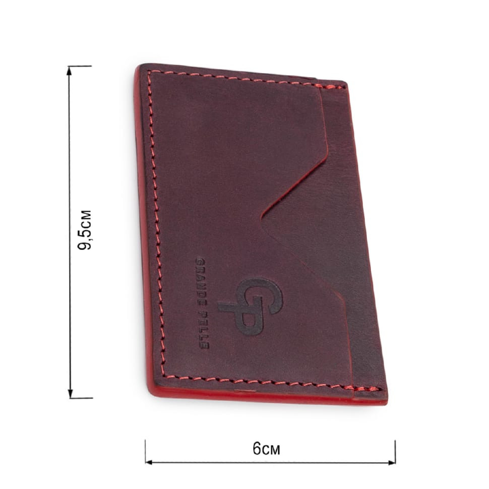 Шкіряний жіночий картхолдер GRANDE PELLE 11527 Бордовий