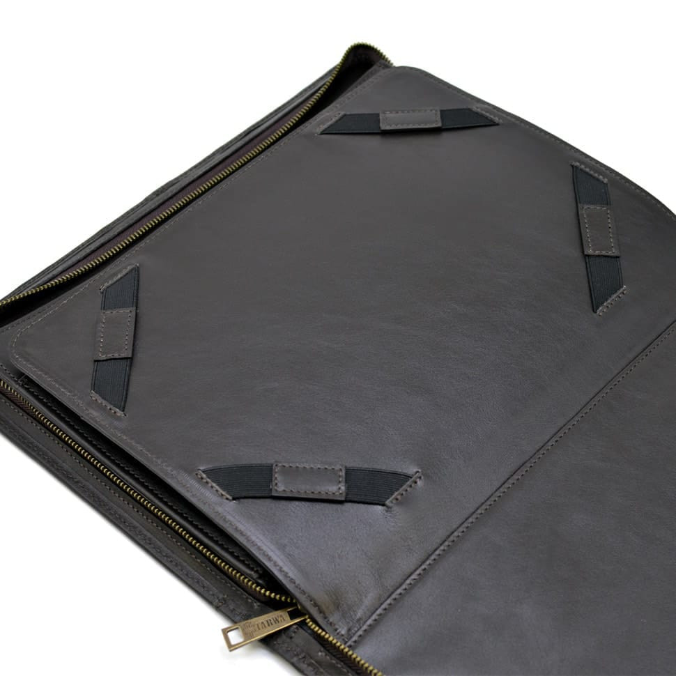 Папка шкіряна на блискавки з ручкою формату А4 + з органайзером коричнева TARWA GC-4495-4lx