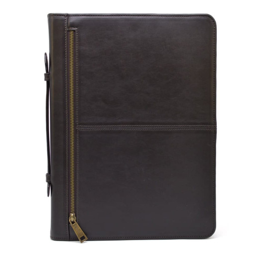 Папка шкіряна на блискавки з ручкою формату А4 + з органайзером коричнева TARWA GC-4495-4lx