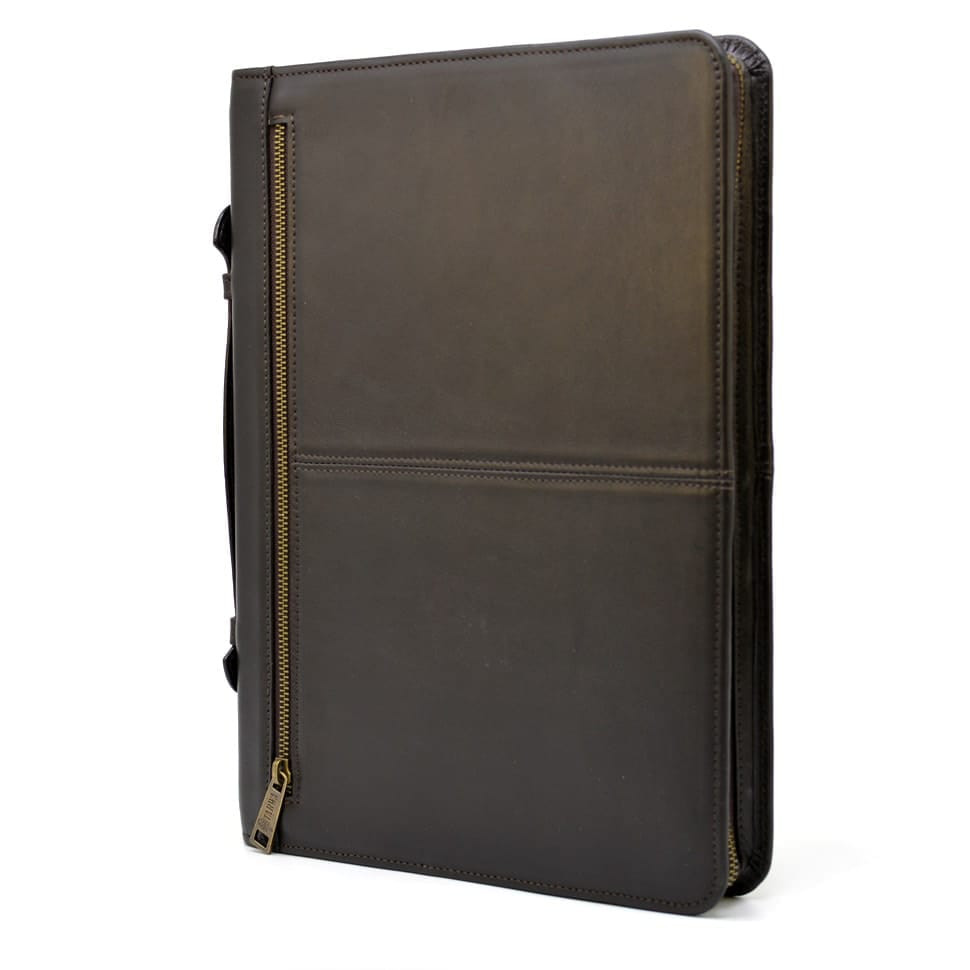 Папка шкіряна на блискавки з ручкою формату А4 + з органайзером коричнева TARWA GC-4495-4lx