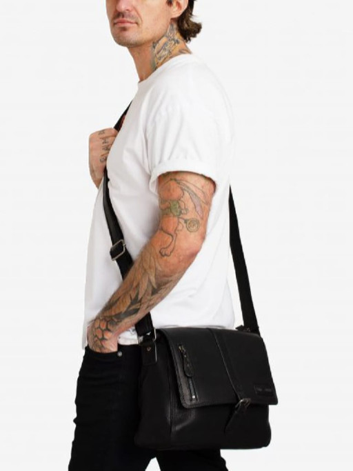 Через плече чоловіча сумка крос-боді чорна HILL BURRY HB3058A