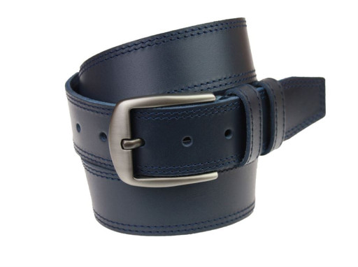 Ремінь чоловічий шкіряний джинсовий подвійна строчка SULLIVAN 112-85 (8) 115-150 см синій
