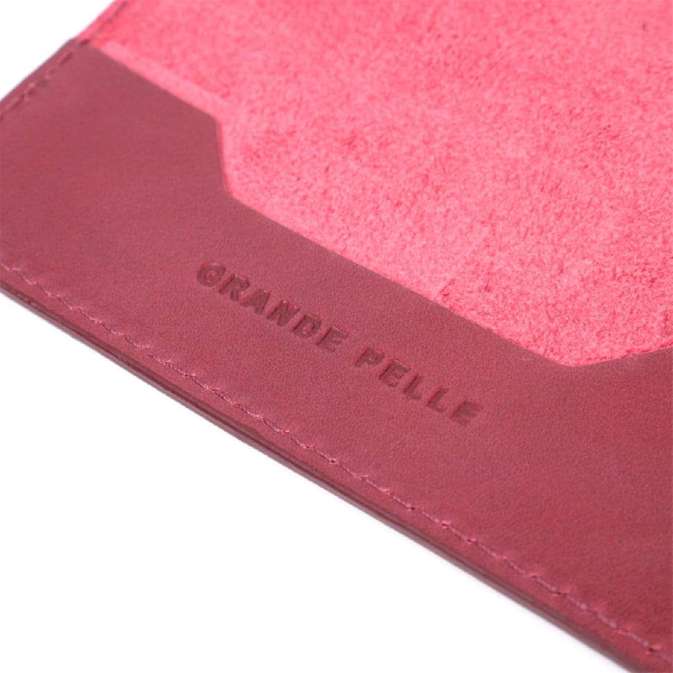 Відмінна шкіряна обкладинка на паспорт GRANDE PELLE 16794 Бордовий