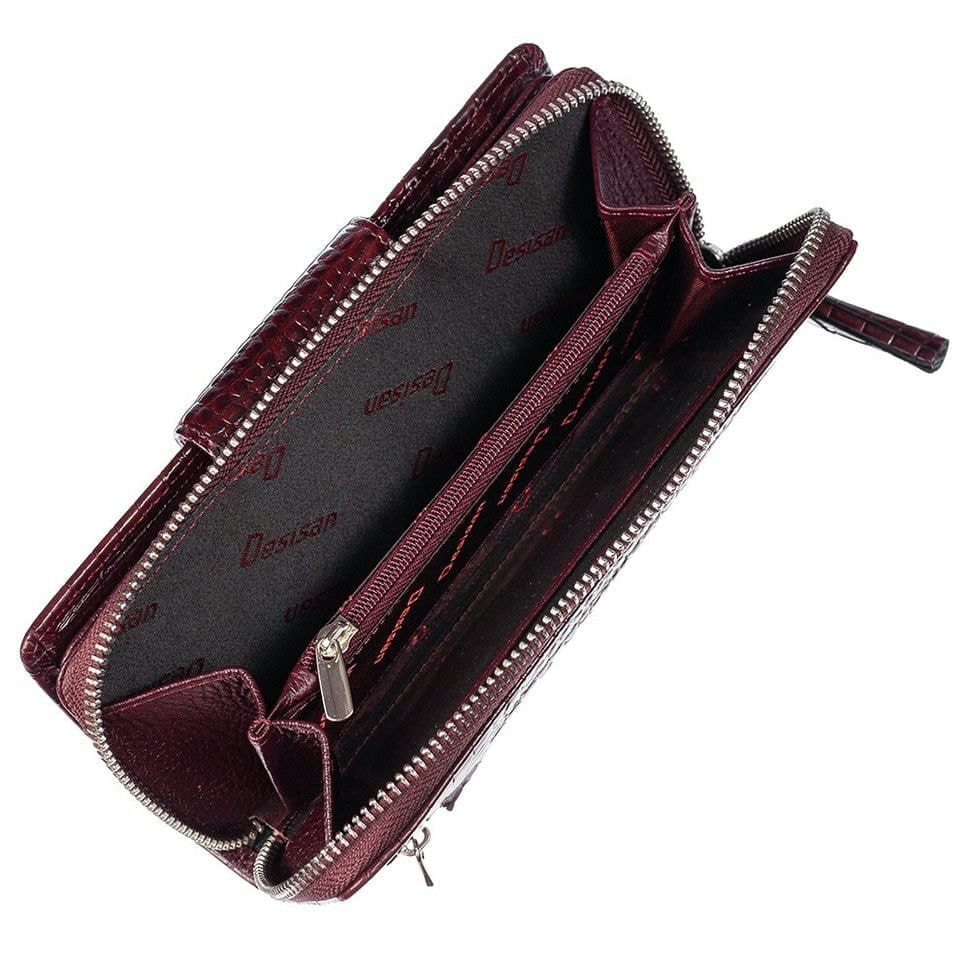 Гаманець жіночий шкіряний Desisan 731-626 бордо кроко