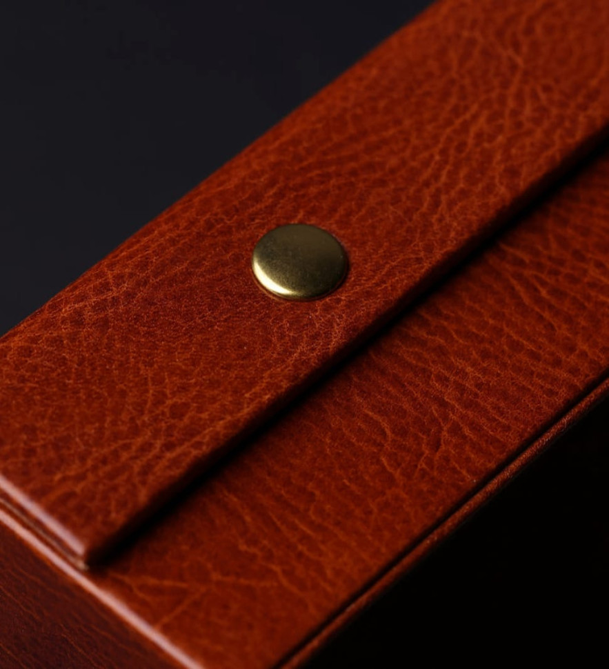 Womens Leather Jewelry Box Accessory Box - The Line of Beauty - Cognac Brown color -  Time Resistance 5239301