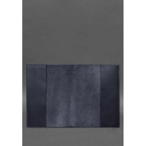 Шкіряна обкладинка для нотаріального реєстру з Тризубом темно-синя