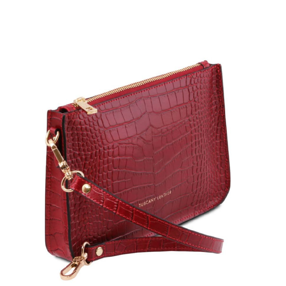 Шкіряна сумочка-клатч з принтом Cassandra Croc Tuscany TL142039