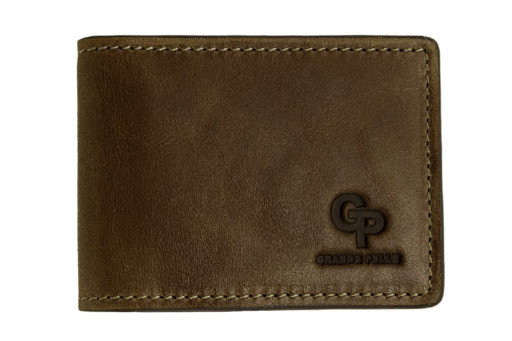 Затискач-портмоне Grande Pelle глянцева шкіра шоколад