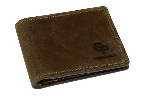 Затискач-портмоне Grande Pelle глянцева шкіра шоколад