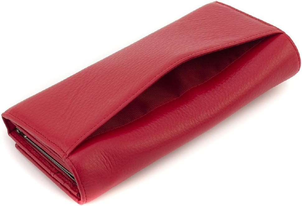 Large women`s wallet made of genuine red leather with magnets Marco Coverna W001 Red
