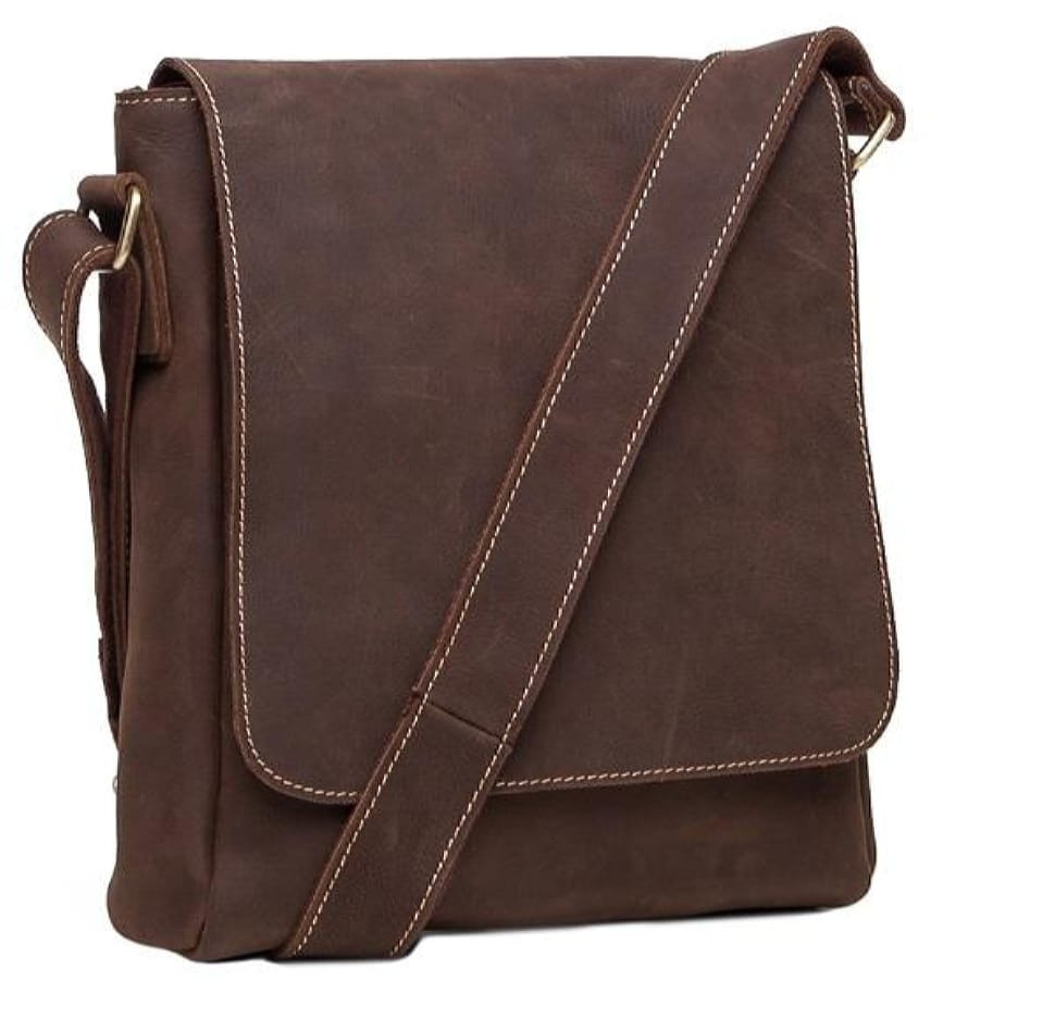 Чоловіча сумка через плече із натуральної шкіри коричнева Tiding Bag G1157DB