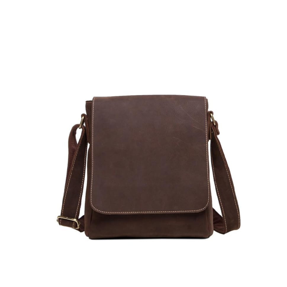 Чоловіча сумка через плече із натуральної шкіри коричнева Tiding Bag G1157DB