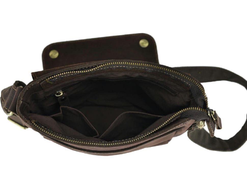 Чоловіча сумка через плече із натуральної шкіри коричнева Tiding Bag G1157DB