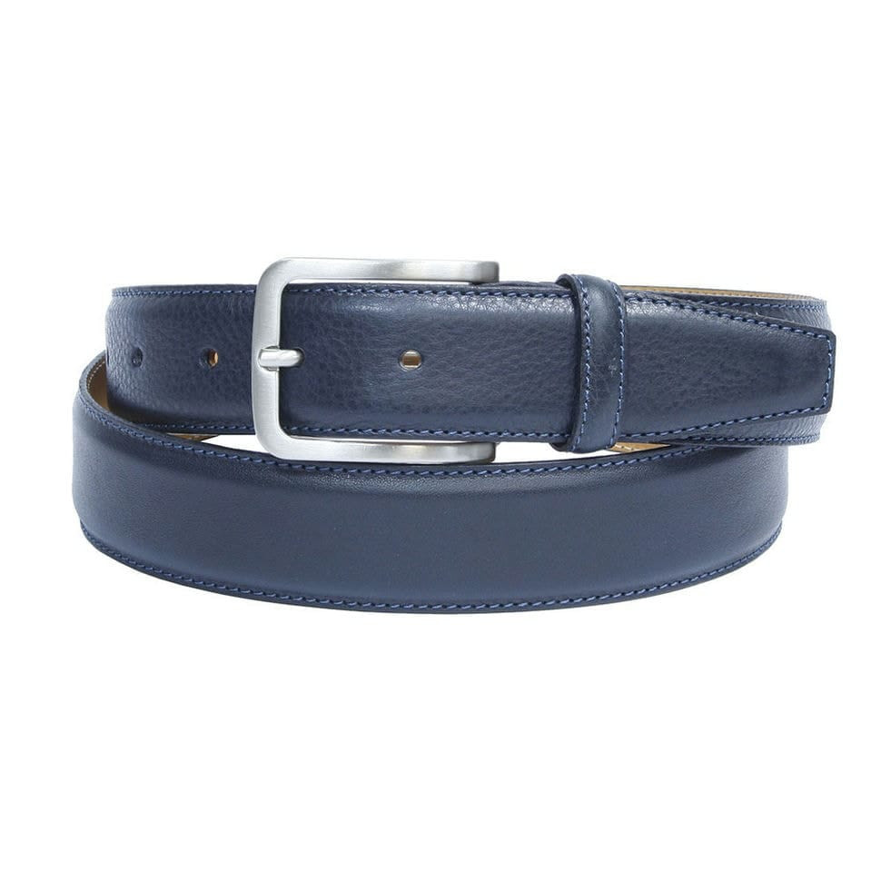 Шкіряний ремень 414 blu синій TONY PEROTTI