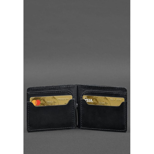 Шкіряне портмоне 13.0 затискач Чорний Crazy Horse