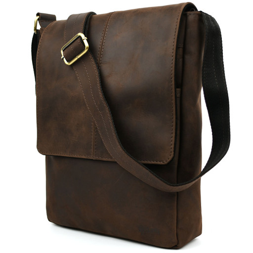Чоловіча сумка шкіряна А4 через коричневе плече RC-1501-3md TARWA crazy horse