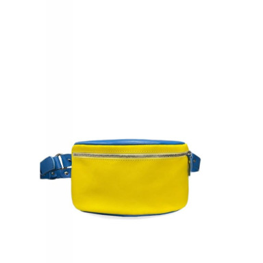 Leather belt bag in patriotic colors, blue-yellow