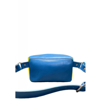 Leather belt bag in patriotic colors, blue-yellow