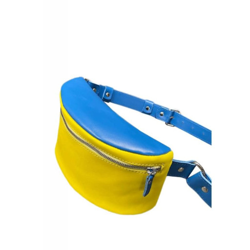 Шкіряна поясна сумка в патріотичних кольорах, синьо-жовта