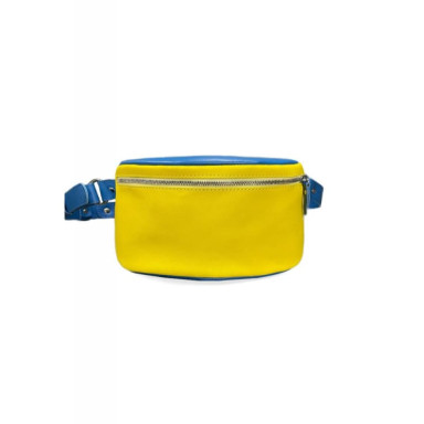 Leather belt bag in patriotic colors, blue-yellow