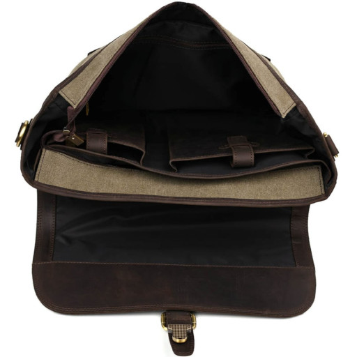 Чоловіча сумка через плече з канвасу Олива та кінської шкіри TARWA RCo-1809-4lx