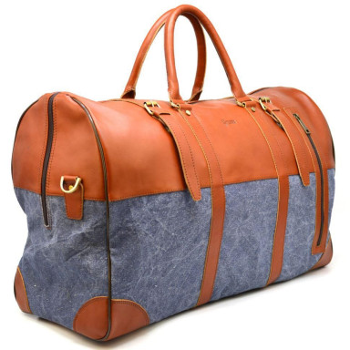 Большая дорожная сумка из кожи и текстиля Canvas GB-1633-4lx TARWA  