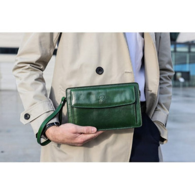 Leather Clutch Wallet - Decameron - Green - Time Resistance 5230401