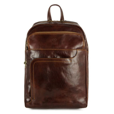 Large Leather Backpack - L.A. Confidential - Brown color - Time Resistance 5206601