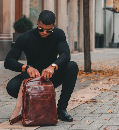Large Leather Backpack - L.A. Confidential - Brown color - Time Resistance 5206601