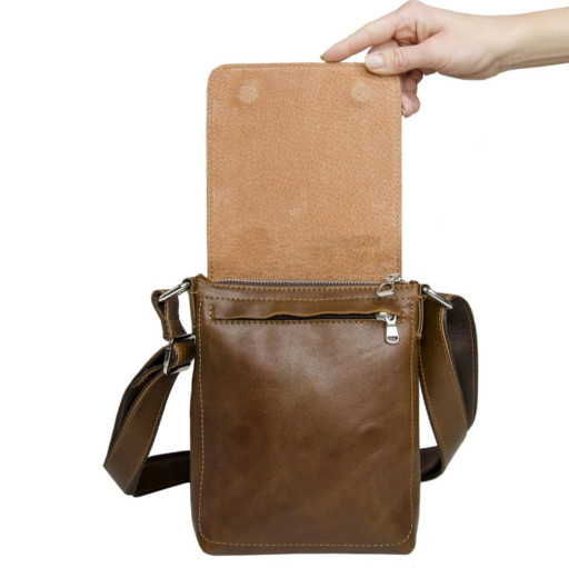 Чоловіча сумка-месенджер міні формату, 235х160х50 мм, теракот