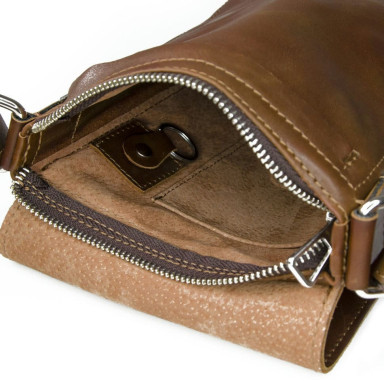 Men's mini messenger bag, 235x160x50 mm, terracotta