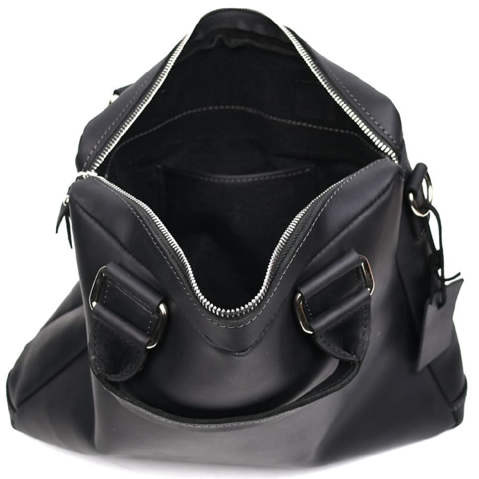 Мужская кожаная сумка А4 черная для макбука 13