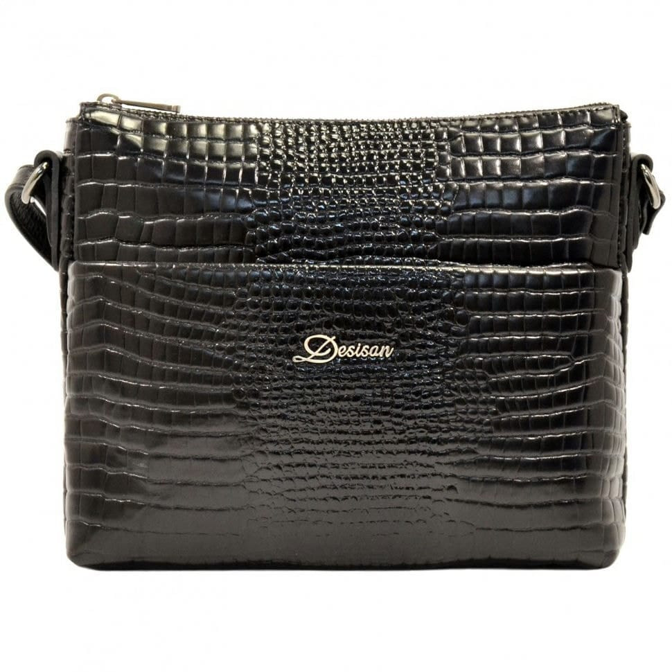 Сумка жіноча шкіряна Desisan 3015-633 чорний кроко лак