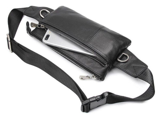 Сумка поясна зерниста шкіряна Vintage 14976 Чорна