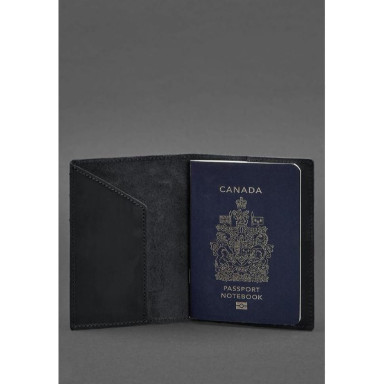 Leather passport cover with Canadian coat of arms dark blue Crazy Horse
